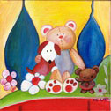 Teddy: Original painting by MJS, 2013. Acrylic on canvas 20x20 cm. Without frame. Price: 45 Euros 