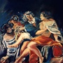 MARY 'Lot et ses filles': rendition of a painting by Simon Vouet, Oil on canvas, 60 x 80 cm 
