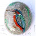 Bird - Hand painted stone as Paperweight - Dim: 7,5 x 5,5 x 2,5 cm. Price: 45 Euros